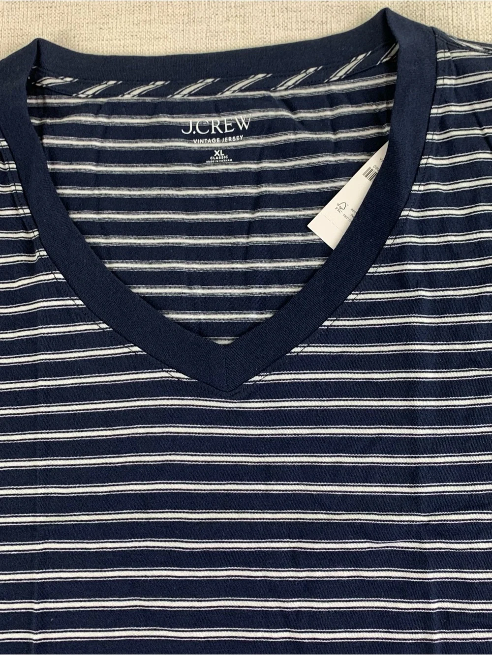 J.Crew women's XL New Vintage Jersey Relaxed V-Neck T-shirt short sleeve navy